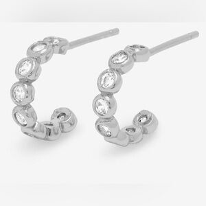 Melinda Maria Silver and Diamondette Huggie Earrings